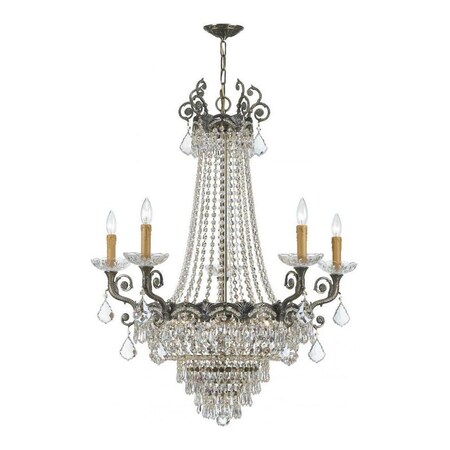 Crystorama Five Light Historic Brass Up Chandelier 1486-HB-CL-S